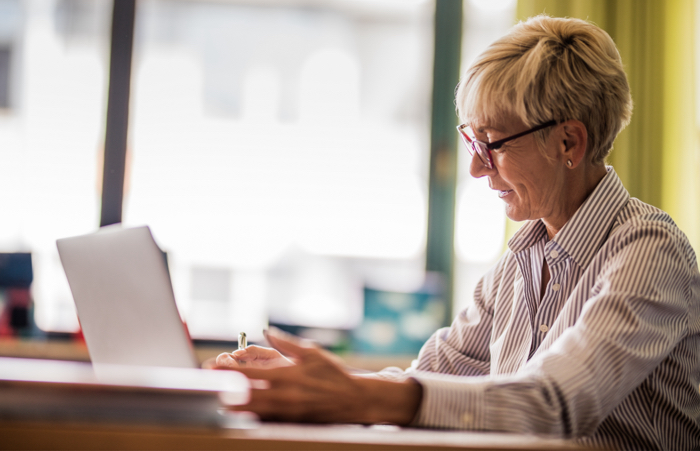 Professor teaching online class