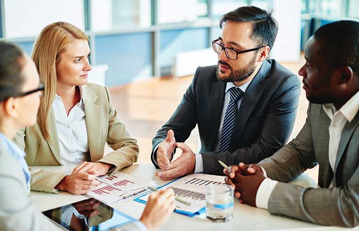 business man explaining strategy