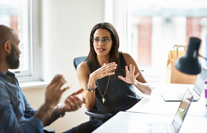 Collaborative team meeting in office