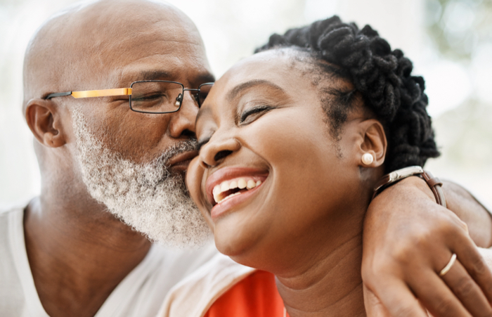 Happy couple hugging