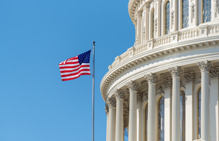 US Capitol dome American flag