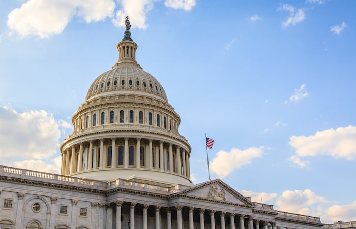 us capitol under blue skies