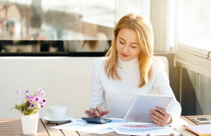 Business woman using tablet