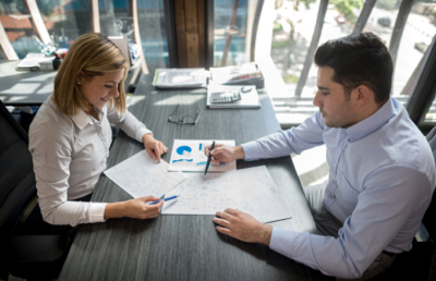 Successfu business people working at office