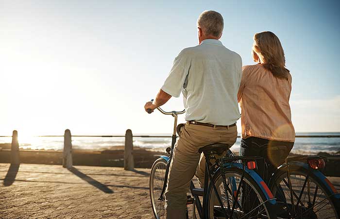 Couple Enjoying Sunset on Bikes