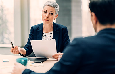 Business Woman Critiques Data