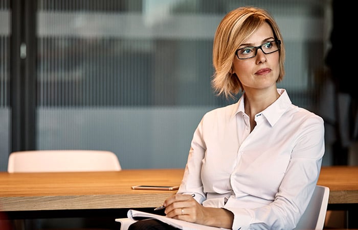 Business Woman Starring Thoughtfully