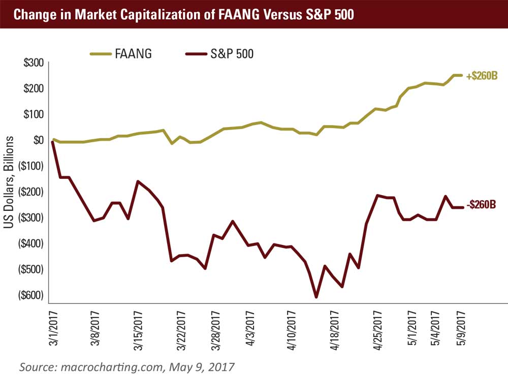 July 2017 MEO Change Market Capitalization FAANG Versus S and P 500