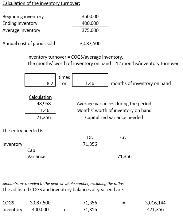 capital variances for inventory management 2
