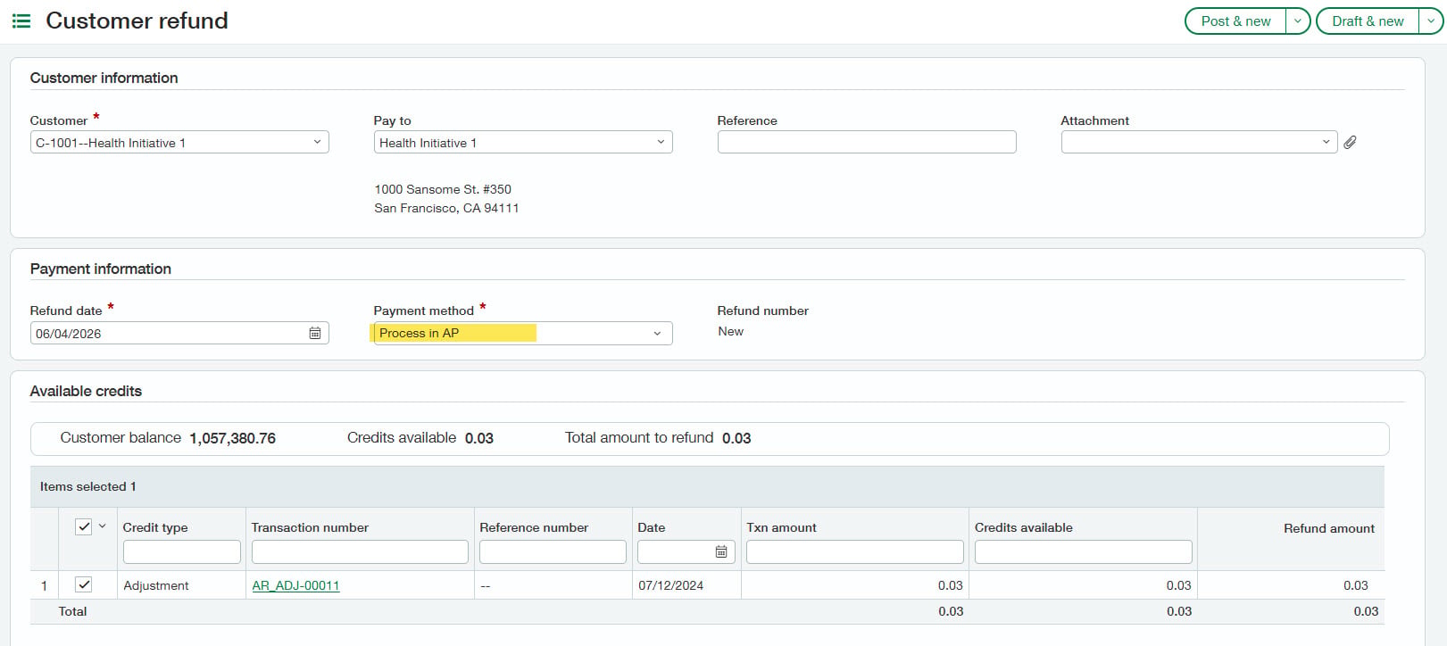 1 Sage Intacct Release 2 of 2026 customer refunds image 1