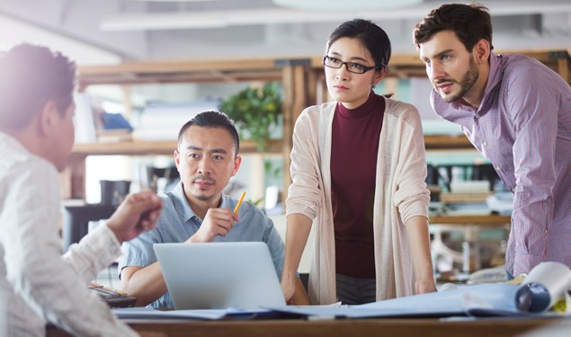 Architects talking in the office