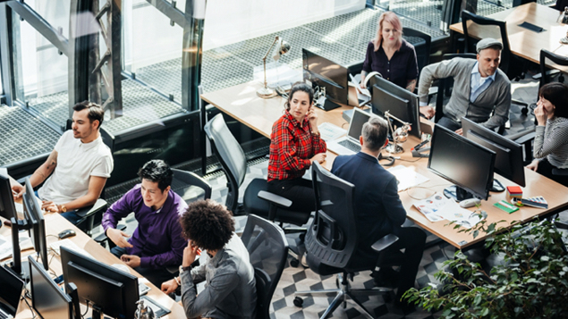 Aerial View of Modern Office Environment