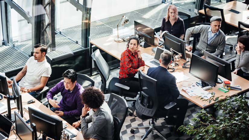 Aerial View of Modern Office Environment