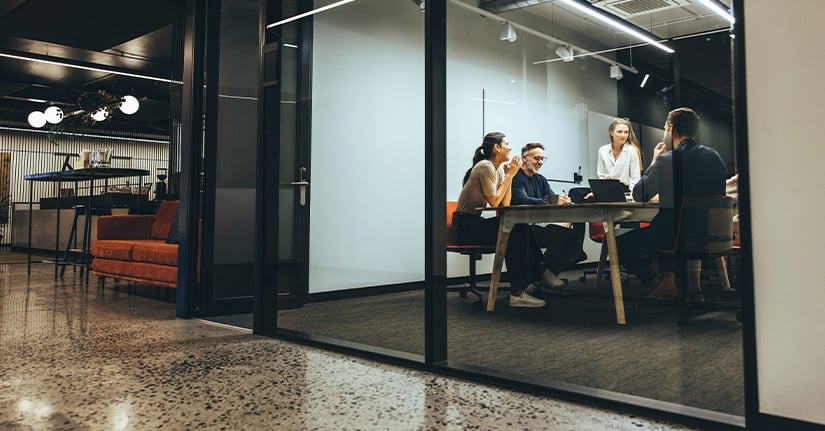 Business colleagues having a meeting in a boardroom