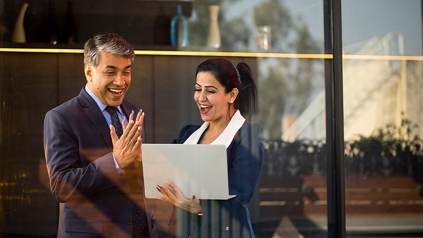 Business people with laptop at office