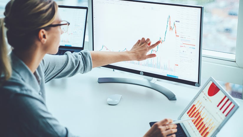 Business woman study financial market