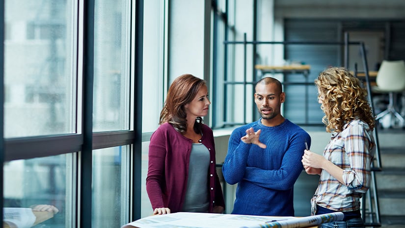 Casual discussion between coworkers