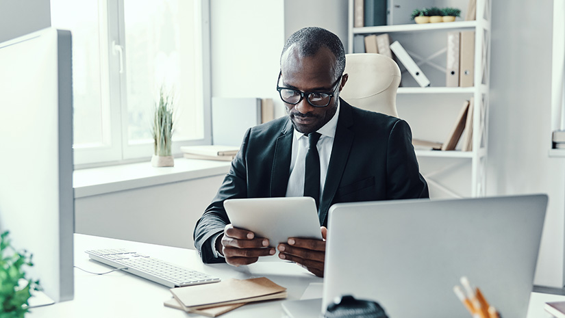 Concentrated young man in formalwear