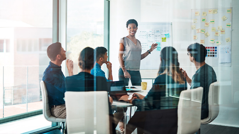 Group of businesspeople having a meeting in modern office