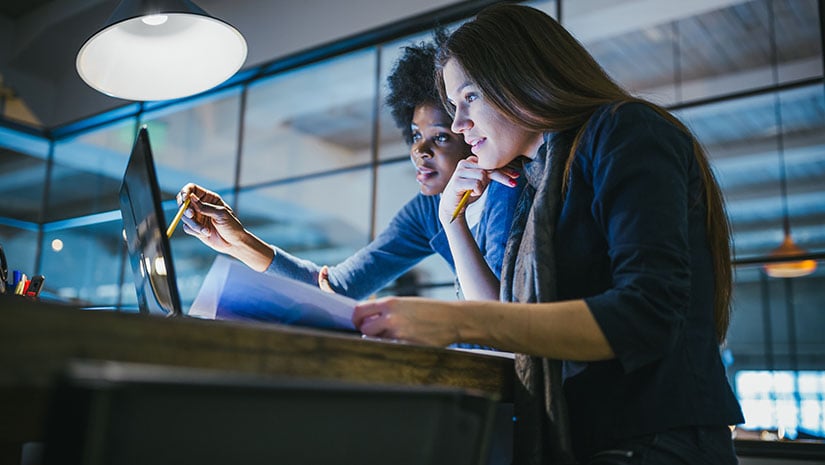 Young architects working together in office