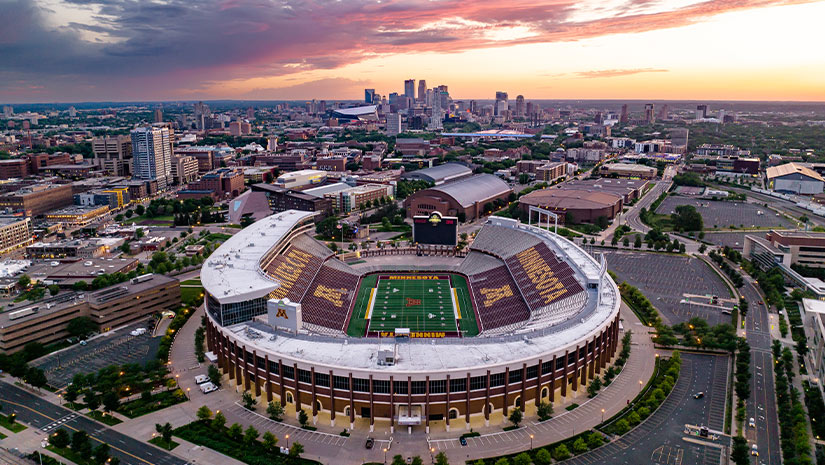 Overhead shot of University of Minnesota football stadium