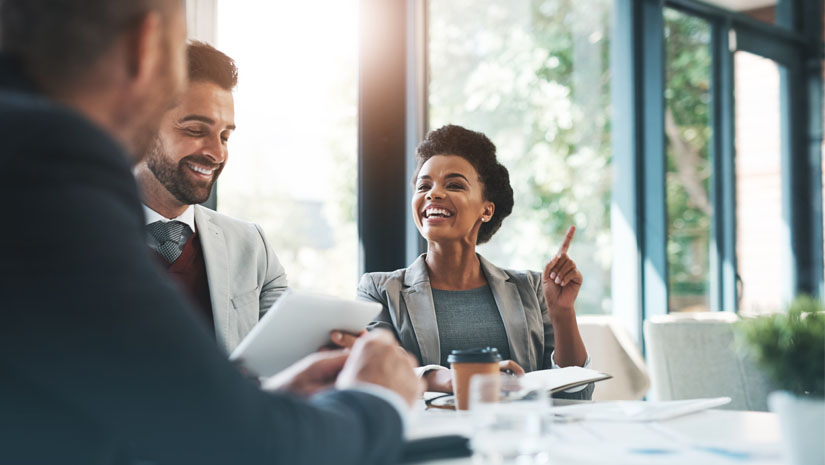 Group of financial advisors having a meeting.