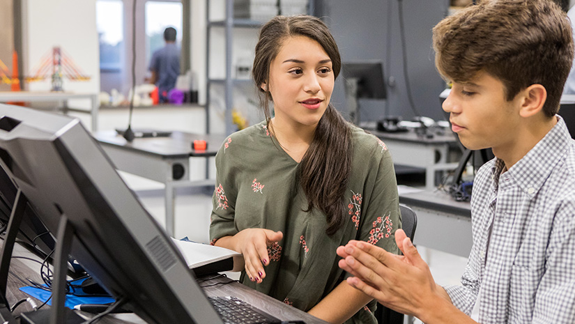 High school students in engineering class