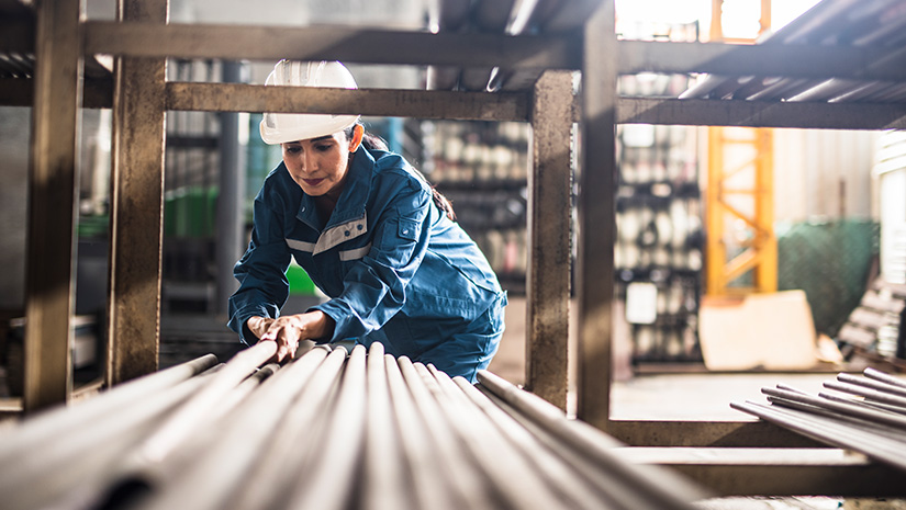 Female Steel Factory Worker at work