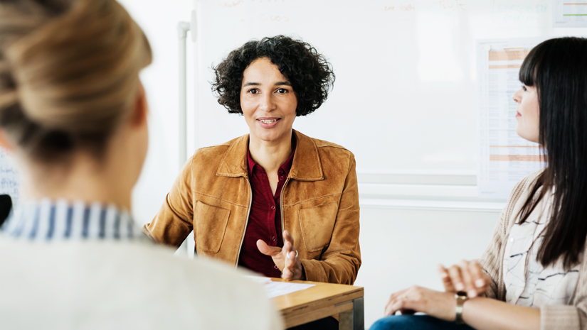 Team meeting in modern conference room