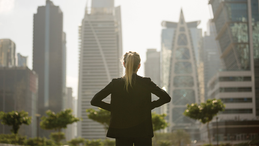 Ambitious businesswomen standing confident and strong