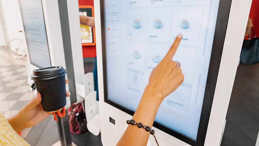 Payment for an order at a fast food restaurant in a selfservice terminal