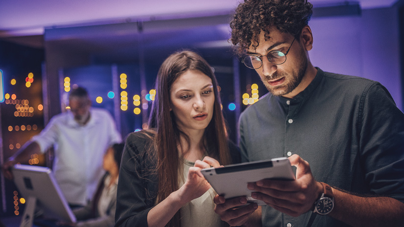 Maintenance engineers in server room
