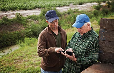 Farmers Using Tablet on Farm