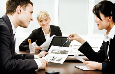 Woman Explaining Pie Chart