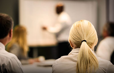 Classroom Presentation Blonde White Shirt