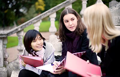 College Library Steps Three Women