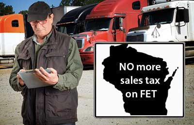 Man with Clipboard Semi Trucks WI Sales Tax Sign